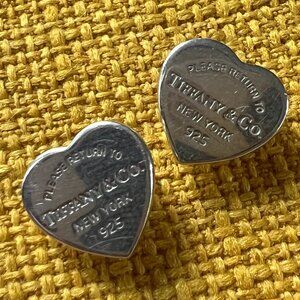 Tiffany and Co Heart Tag Stud in Sterling Silver Earrings
